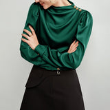 Elegant silk blouse for womens 100 mulberry long silk pullover