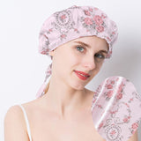 Floral Printed Silk Sleep Cap Silk Hair Wrapping Bonnet Silk Hair Cap For Sleeping