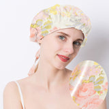 Floral Printed Silk Sleep Cap Silk Hair Wrapping Bonnet Silk Hair Cap For Sleeping