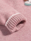 Girls Cashmere Sweater Puppy Patch Lace Hem Cashmere Knit Pullover