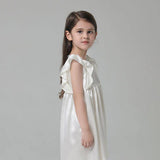 19 Momme Grils Silk Nightgown Cute Princess Dress with Ruffles Kid's Luxury Sleep Dress -  slipintosoft