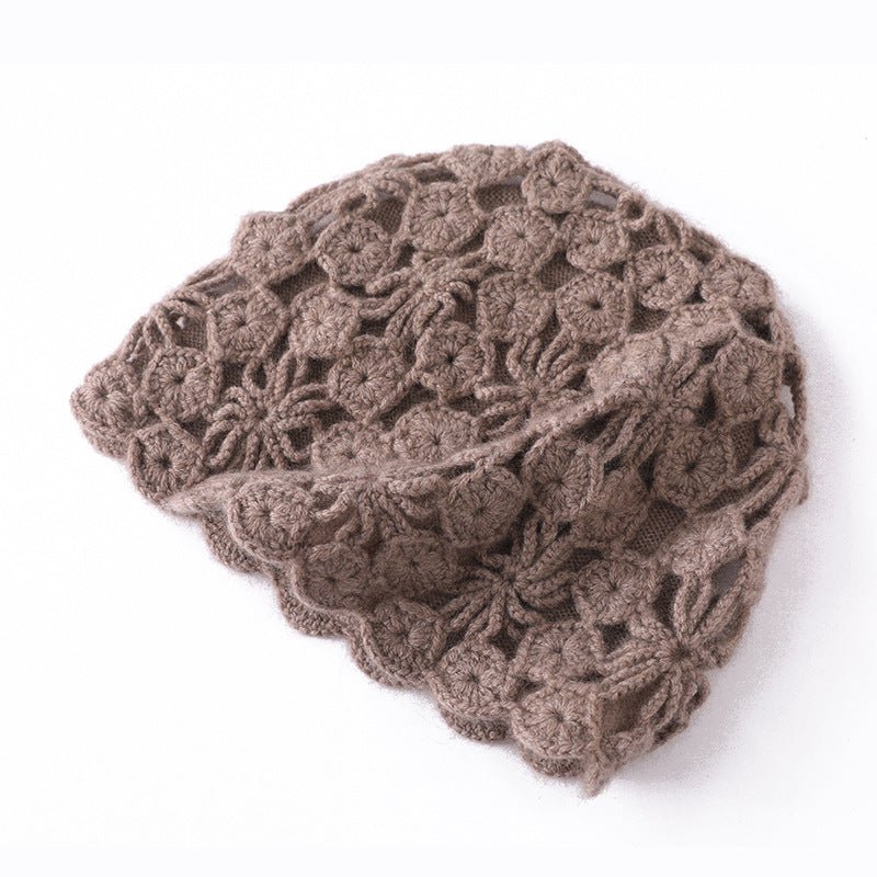Handcrafted Crochet Knit Cashmere Beanie Inspired Cashmere Lace Beanie Hat