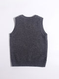 Kids 100% Cashmere Sweater Vest Abstract Dog Pattern Cashmere Knit Pullover