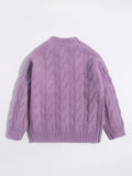Kids Cable Knit Cashmere Sweater Crew Neck Long Sleeve Cashmere Pullover