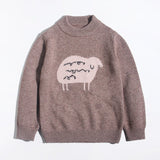 Kids Crew Neck Cashmere Sweater Animal and Graphic Designs Cashmere Pullover
