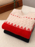 Kids Crew Neck Pure Cashmere Sweater Nordic Knit Yoke Cashmere Pullover