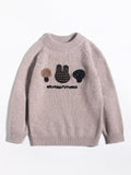 Kids Long Sleeve Cashmere Sweater Bunny and Mushroom Cashmere Pullover