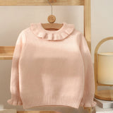 Kids Pure Cashmere Sweater Ruffled Neck and Cuffs Cashmere Pullover