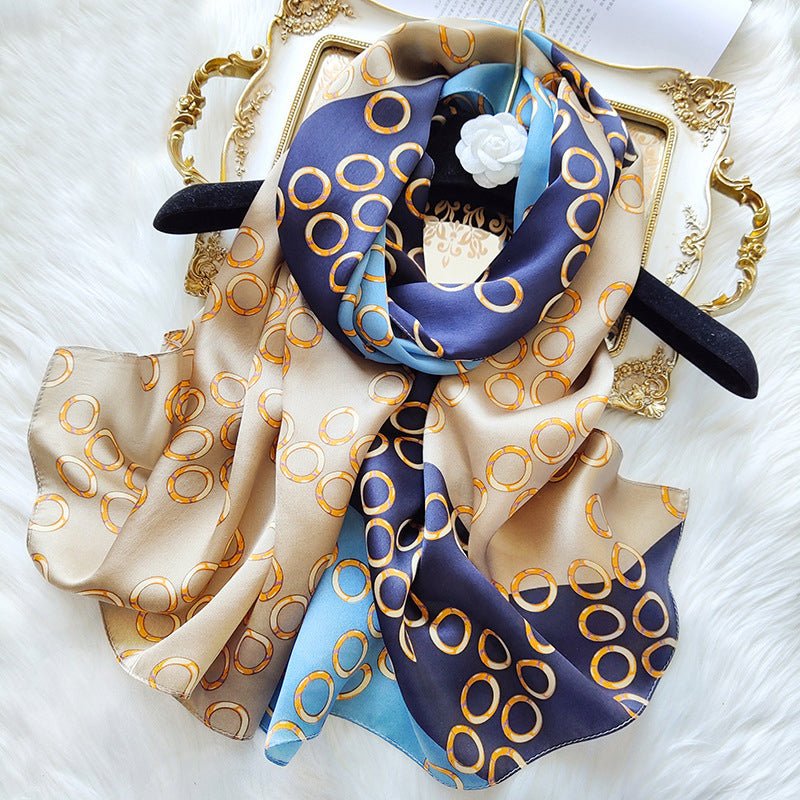 Ladies Elegant Floral Silk Scarf 100% Mulberry Long Printed Silk Scarf - slipintosoft