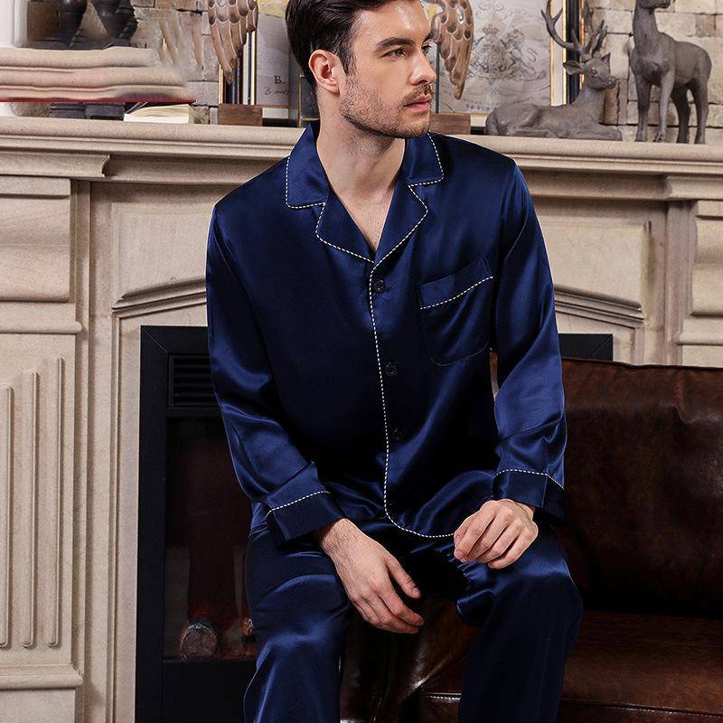 Long Best Mens Silk Pajamas Set Comfortable silk sleepwear