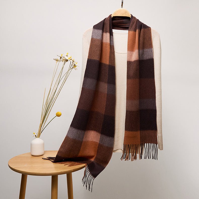 Long Cashmere Scarf with Tassel Plaid Cashmere Warps Multi Styles Winter Gifts