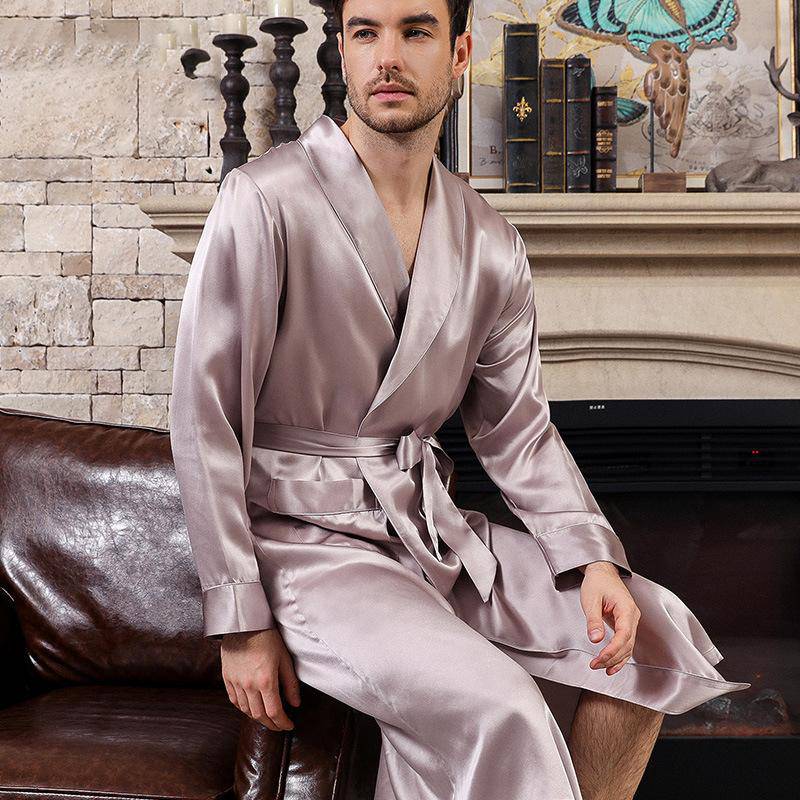 Long Men's luxury Silk Robes Mens Silk Dressing Gowns -  slipintosoft