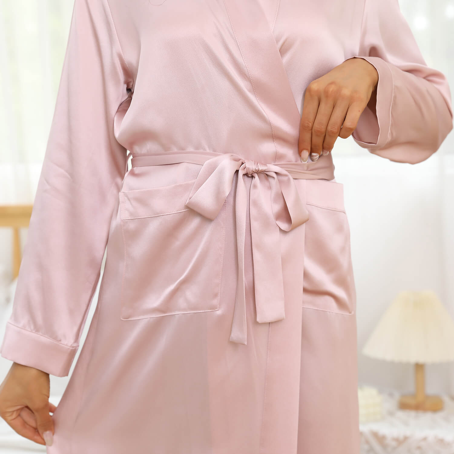 Long Mulberry Silk Robe Luxury 100% Silk Bathrobe