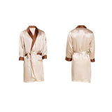 Long Silk Robe For Men 100% Pure Silk Robe With Piping