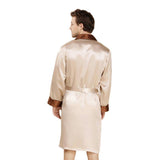 Long Silk Robe For Men 100% Pure Silk Robe With Piping