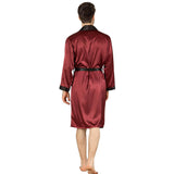 Long Silk Robe For Men 100% Pure Silk Robe With Piping