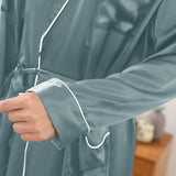 Long Silk Robe for Men Luxury Pure Silk Bathrobe Sleepwear