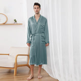 Long Silk Robe For Men Luxury Pure Silk Bathrobe With Pockets