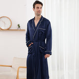 Long Silk Robe For Men Luxury Pure Silk Bathrobe With Pockets