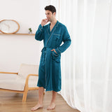 Long Silk Robe for Men Luxury Pure Silk Bathrobe Sleepwear