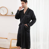 Long Silk Robe For Men Luxury Pure Silk Bathrobe With Pockets