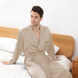 Long Silk Robe for Men Luxury Pure Silk Bathrobe Sleepwear