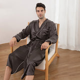 Long Silk Robe For Men Luxury Pure Silk Bathrobe With Pockets