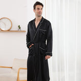 Long Silk Robe For Men Luxury Pure Silk Bathrobe With Pockets