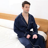 Long Silk Robe For Men Luxury Pure Silk Bathrobe With Pockets