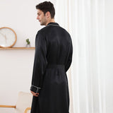 Long Silk Robe For Men Luxury Pure Silk Bathrobe With Pockets