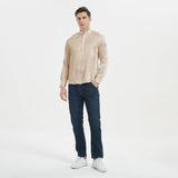 Luxury Silk Silk Henley Shirts For Men Pure Silk Stand Collar Top