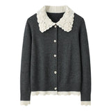 Womens Doll Colllar Cashmere Cardigans Button Down Cashmere Sweater Cashmere Coat