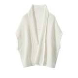 Womens Cashmere Ribbed Knit Shawl Vest Open Front Cape