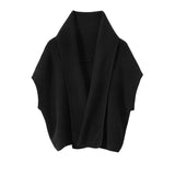 Womens Cashmere Ribbed Knit Shawl Vest Open Front Cape