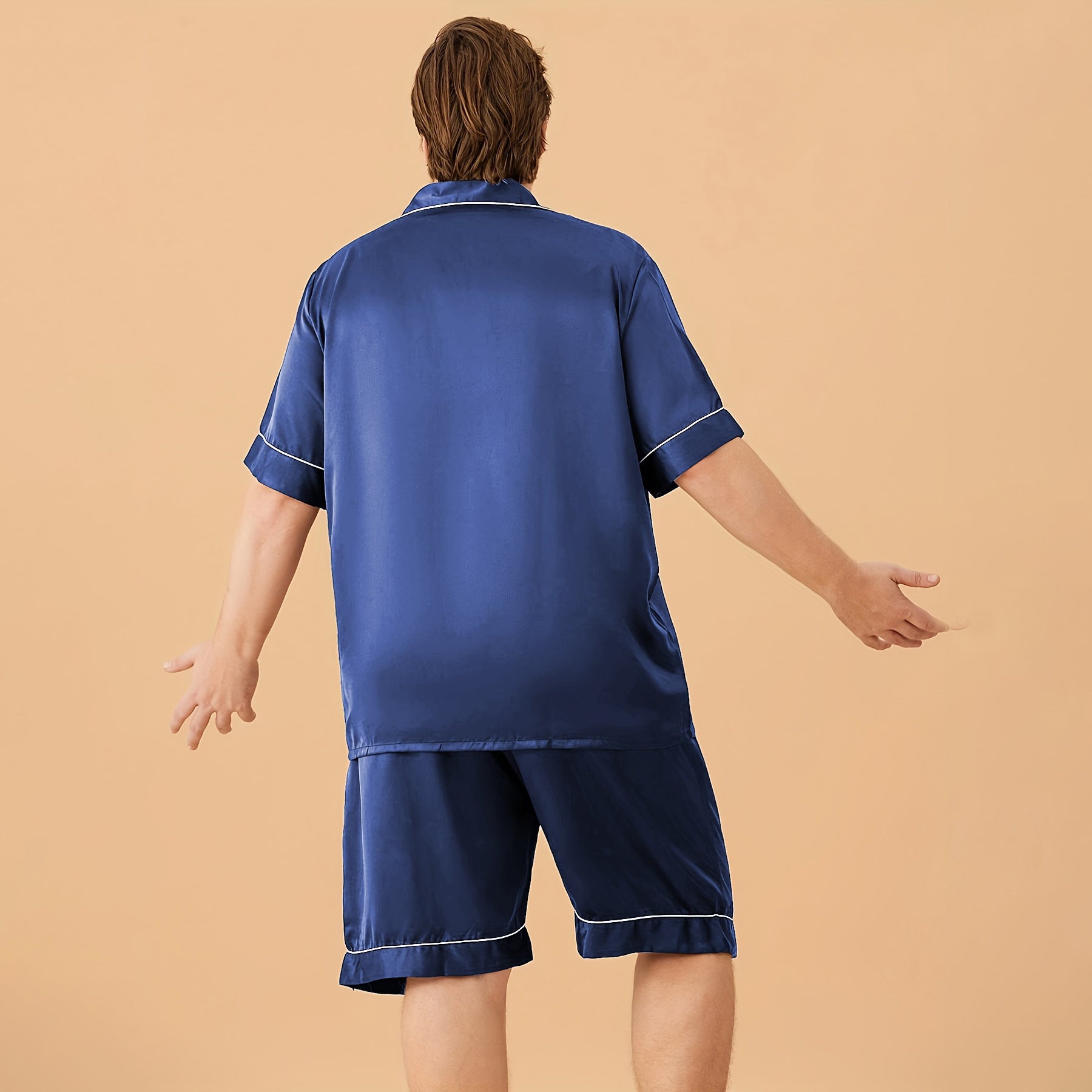 Mens silk pajama shorts set sale