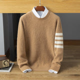 mens crew neck cashmere sweater long sleeve cashmere knitted pullover for casual - slipintosoft