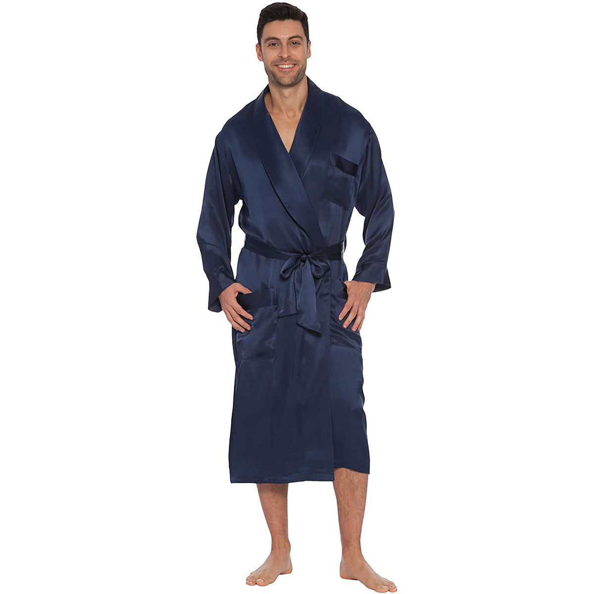 Mens Long Full - length Silk Robes Men's Luxury Silk Bathrobe