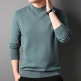 Mens Textured Crew Neck Cashmere Sweater Long Sleeve Soft Knit Pullover