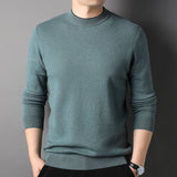 Mens Textured Crew Neck Cashmere Sweater Long Sleeve Soft Knit Pullover