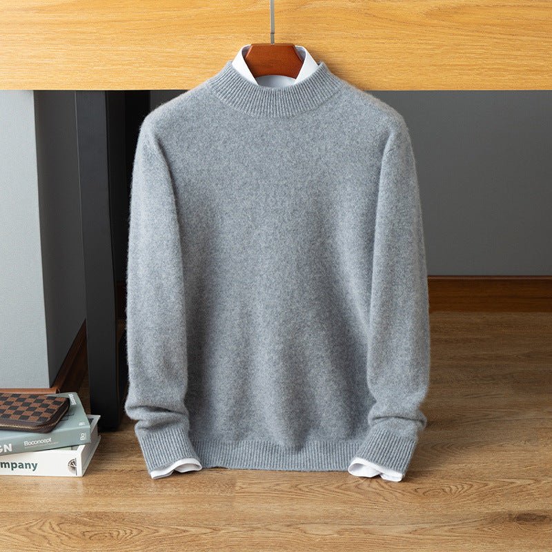 mens mock neck cashmere sweater warm long sleeve solid cashmere sweatershirt - slipintosoft