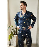 Men's Print Silk Pajamas Set - slipintosoft