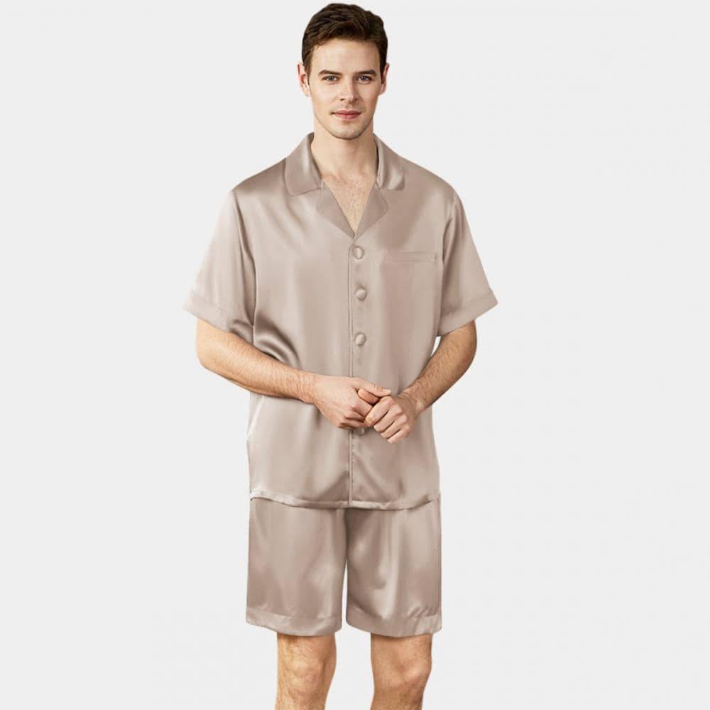 Men's Short Silk Pajama Set Real Pure Silk Pajamas