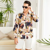 Men's Silk Dress Shirt Luxury Printed Long Sleeve Silk Shirts - slipintosoft