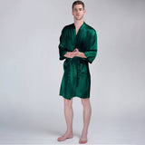 Men's Silk Robe Luxury Pure Silk Kimono Robe With Pockets