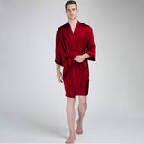 Men's Silk Robe Luxury Pure Silk Kimono Robe With Pockets