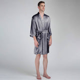 Men's Silk Robe Luxury Pure Silk Kimono Robe With Pockets