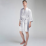 Men's Silk Robe Luxury Pure Silk Kimono Robe With Pockets