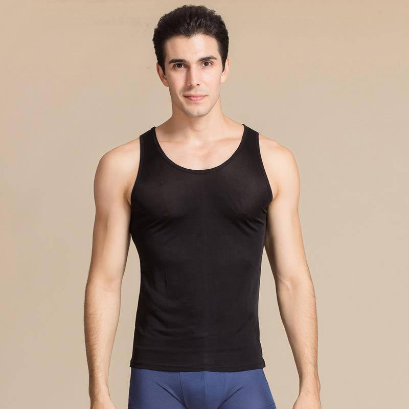 Men's Silk Tank Top Silk Knitted Shirt Sleeveless Undershirts