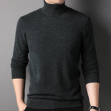 Mens Turtleneck Pure Cashmere Sweater Long Sleeve Ribbed Hem Knit Bottoming Tops