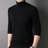 Mens Turtleneck Pure Cashmere Sweater Long Sleeve Ribbed Hem Knit Bottoming Tops